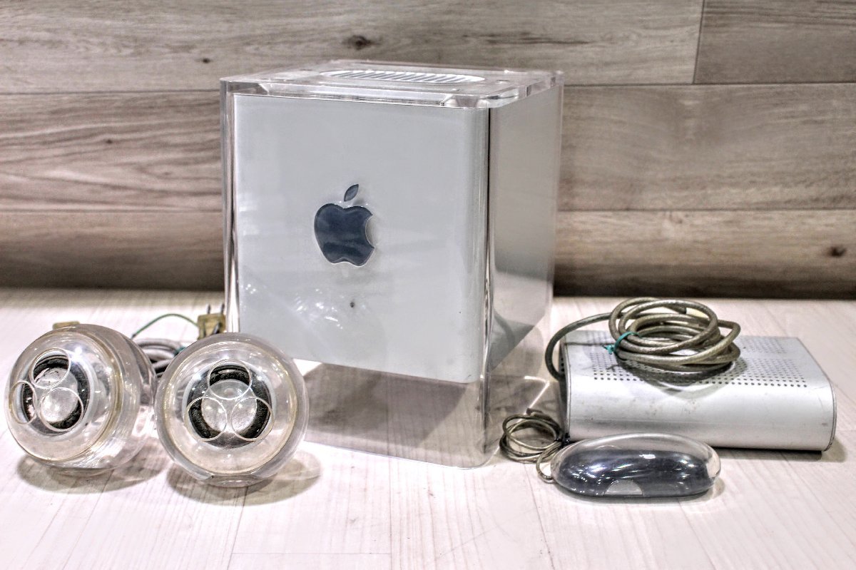 ☆動作品☆Apple アップル Power Mac G4 Cube デスクトップパソコン 元箱 電源アダプター スピーカー マウス付属 ...