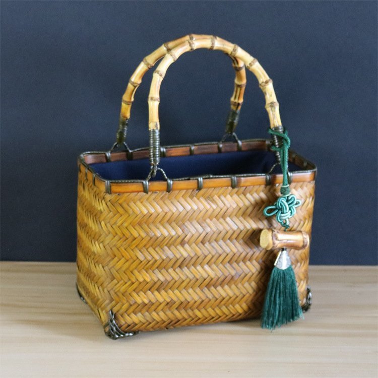 天然素材 竹編みのバッグ かごバック 細工籠 網代バッグ トートバッグ