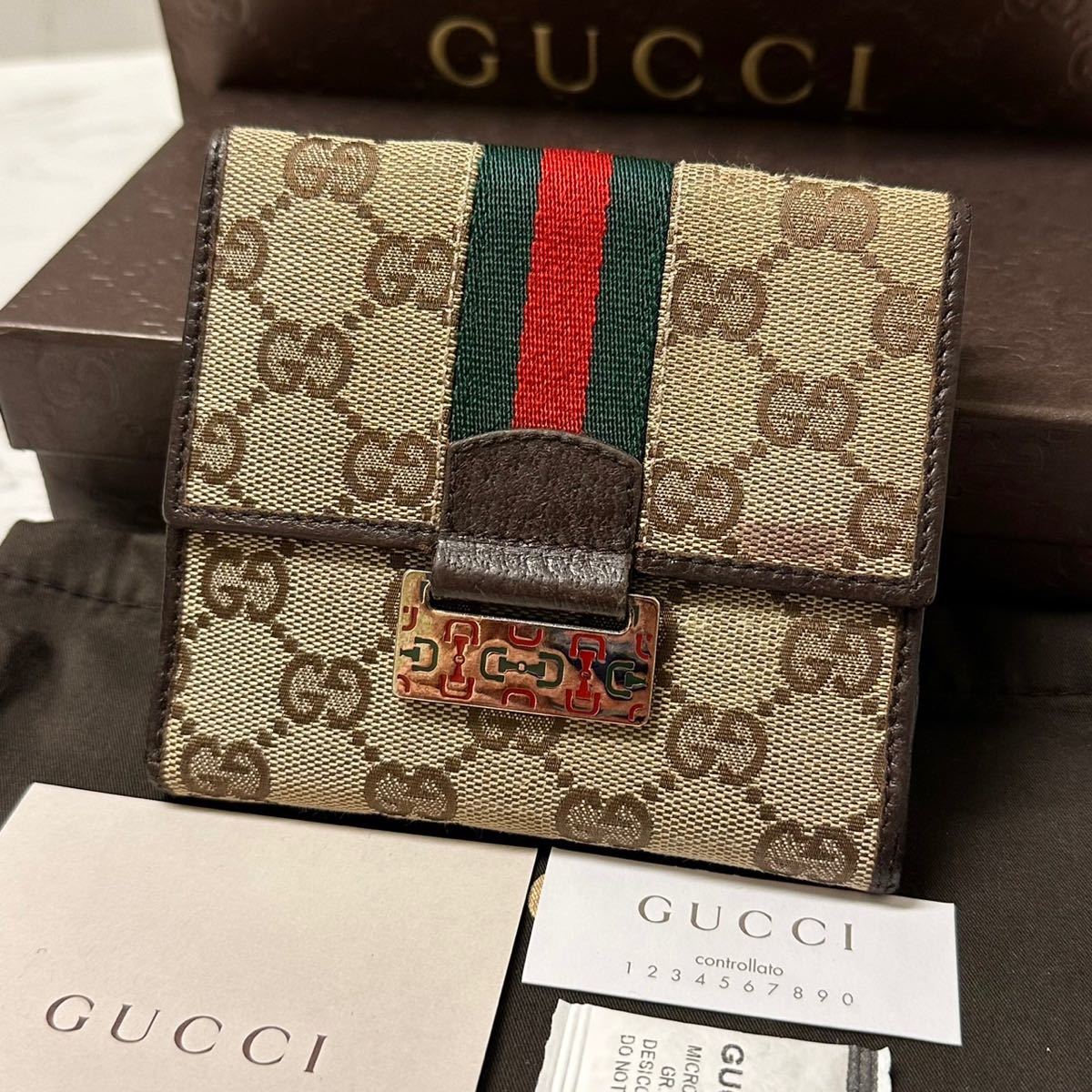 未使用☆ GUCCI シェリーライン 三つ折り財布 グッチ-