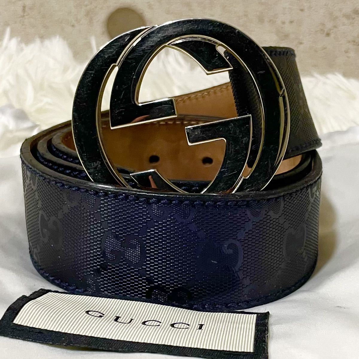 GUCCI グッチシマ インターロッキングG インプリメ ベルトレザー-