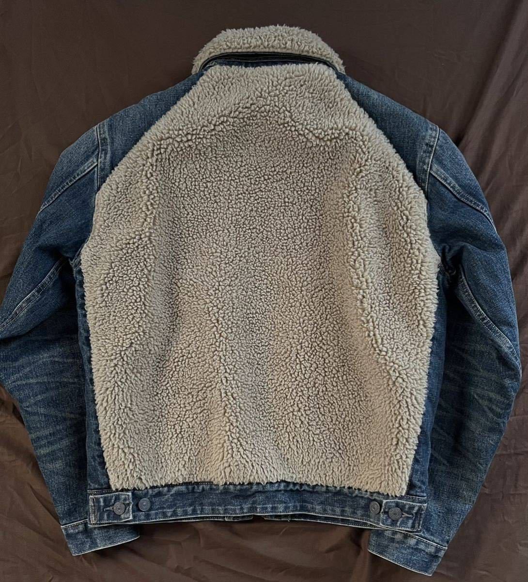 【傑作】極美品 RRL GRIZZLY DENIM JACKE ダブルアールエル グリズリー ボア ブランケット 熊ジャン デニムジャケット ...