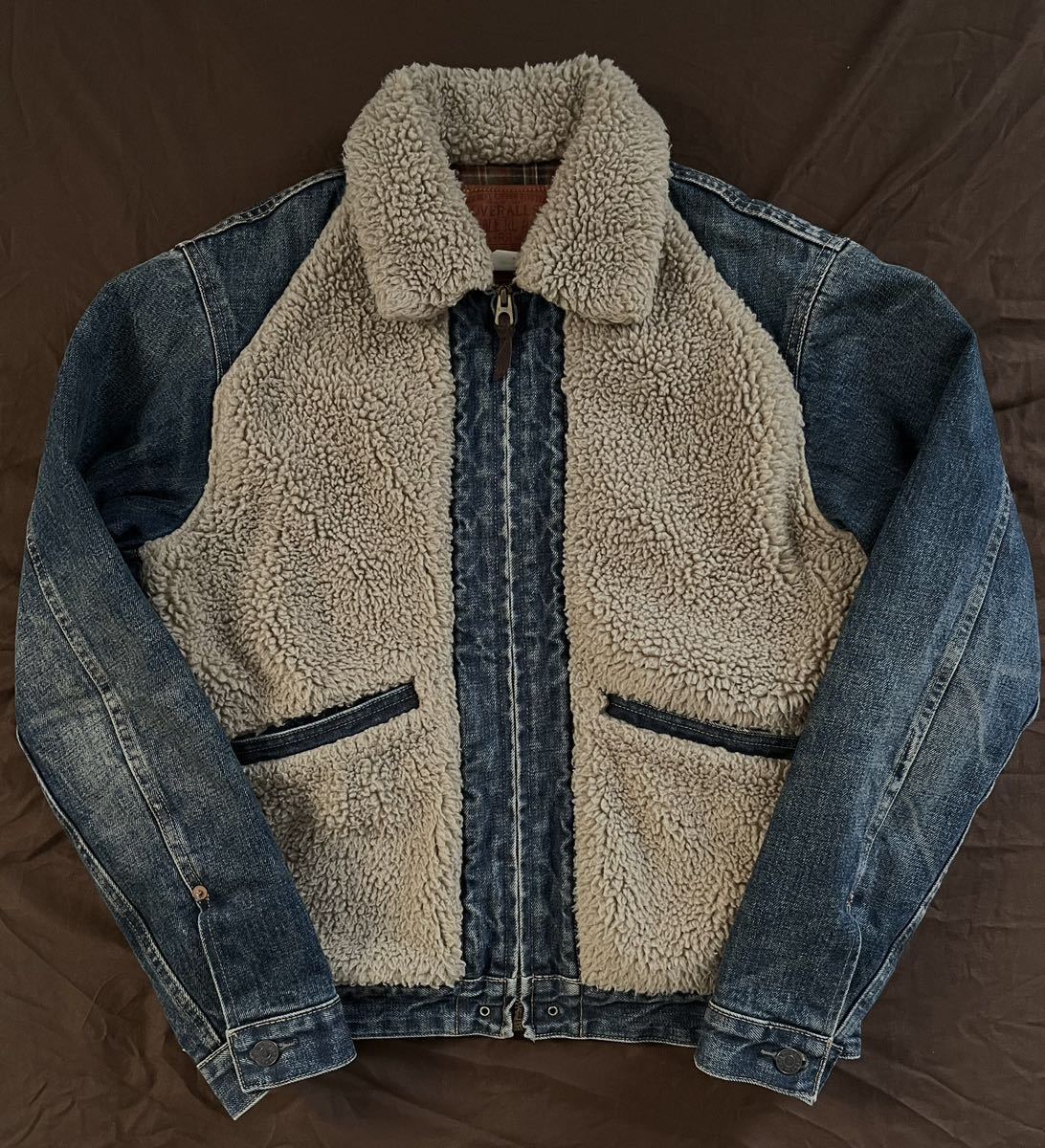 【傑作】極美品 RRL GRIZZLY DENIM JACKE ダブルアールエル グリズリー ボア ブランケット 熊ジャン デニムジャケット ...