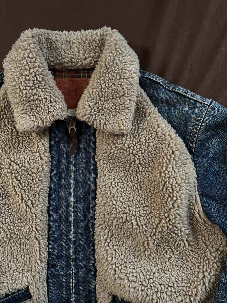 【傑作】極美品 RRL GRIZZLY DENIM JACKE ダブルアールエル グリズリー ボア ブランケット 熊ジャン デニムジャケット ...