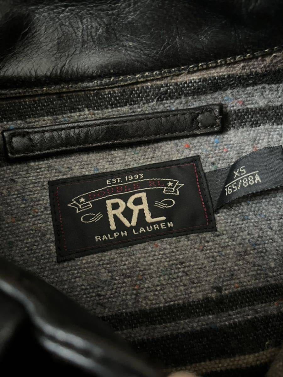 【傑作】極美品 RRL LEATHER CAR COAT ダブルアールエル カウハイド ブラック レザージャケット カーコート ジャケット ...