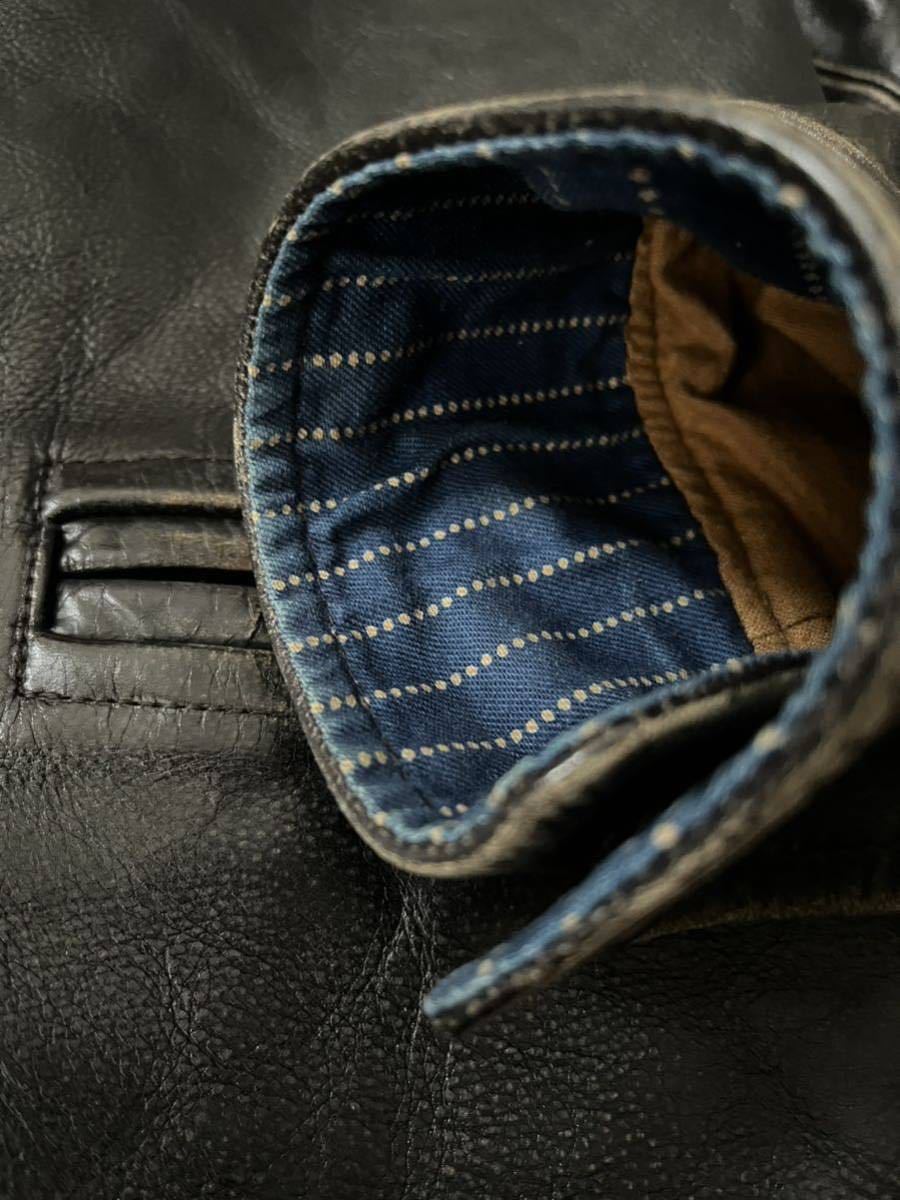 【傑作】極美品 RRL LEATHER CAR COAT ダブルアールエル カウハイド ブラック レザージャケット カーコート ジャケット ...