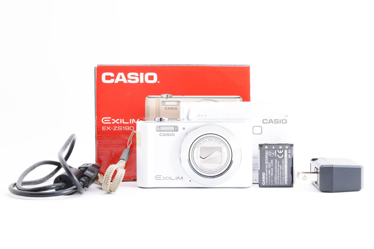 □美品□ カシオ CASIO EXLIM EX-ZS190 ホワイト コンパクトデジタル