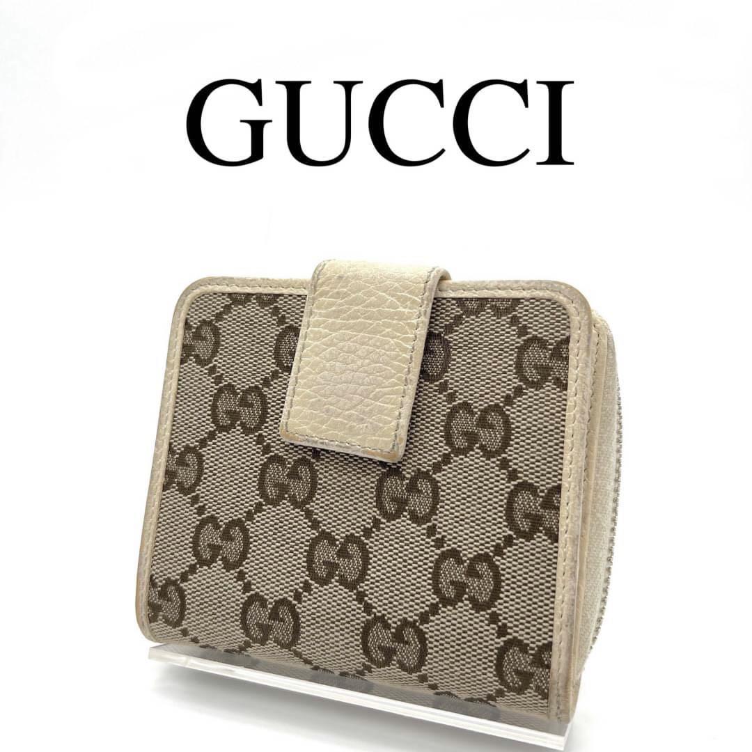 GUCCI グッチ 折り財布 GGキャンバス GG柄 レザー 保存袋付き /【Buyee】