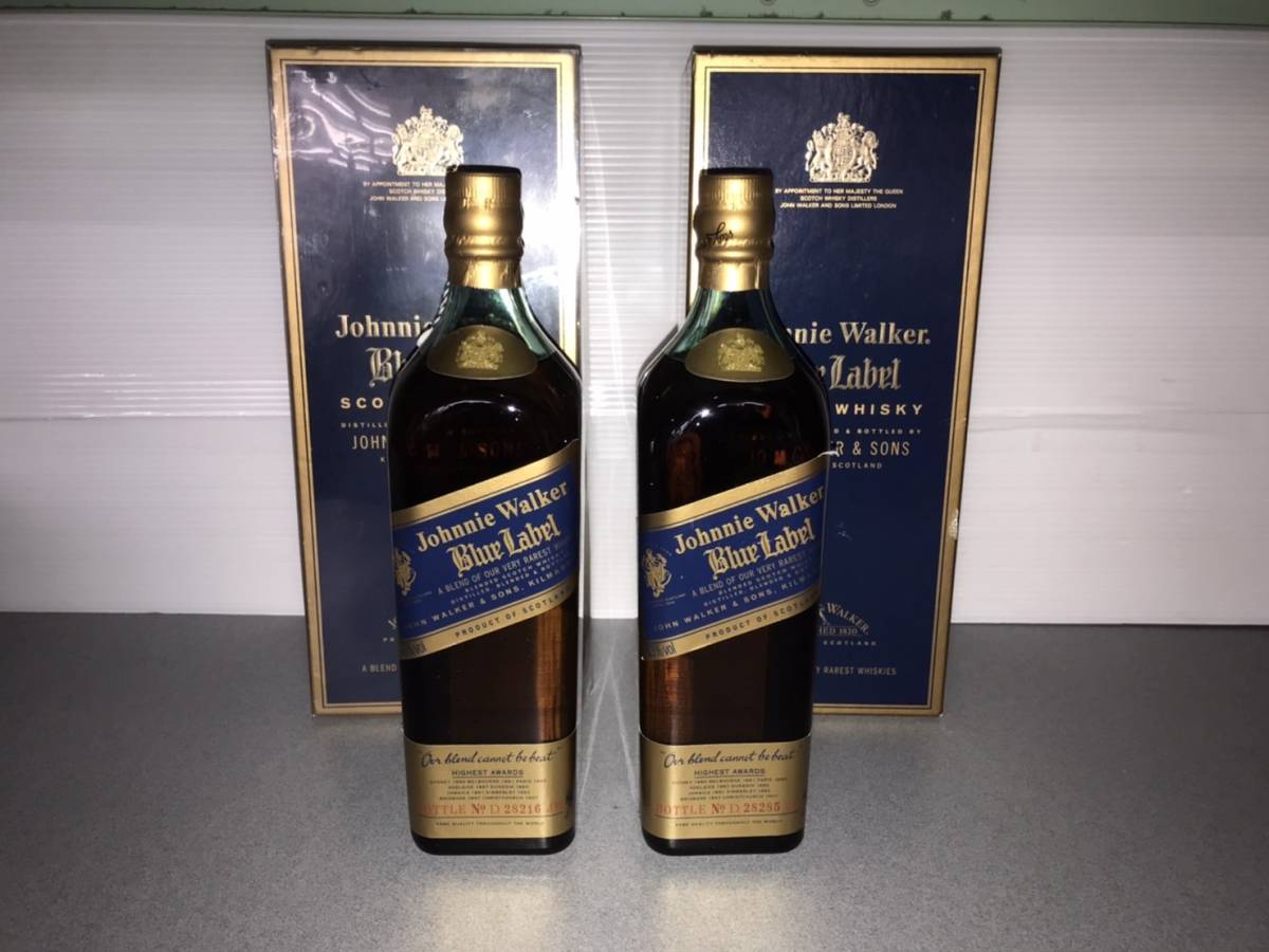 【管K432】JOHNNIE WALKER BLUE LABEL ジョニーウォーカー ブルーラベル 箱付き 未開栓 2本セット SCOTCH