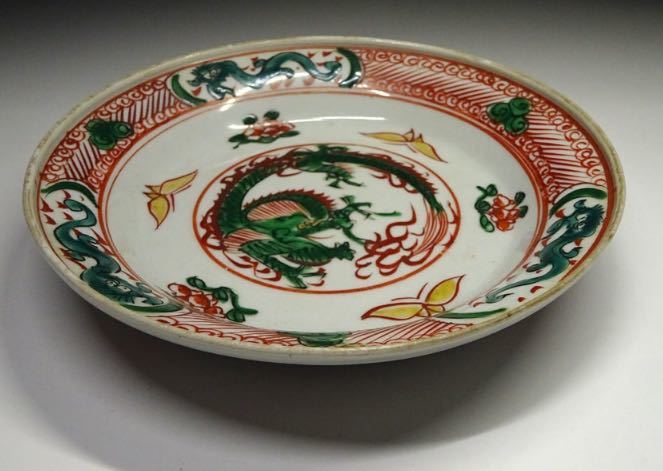 和】(5371) 中国古玩 唐物 南京赤絵人物文四方皿 五枚揃 清 明 色絵皿 