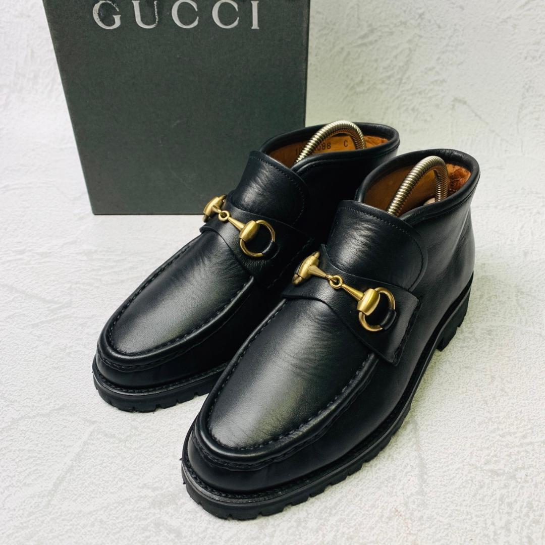 美品】GUCCI グッチ ホースビット チャッカブーツ ゴールド金具 黒