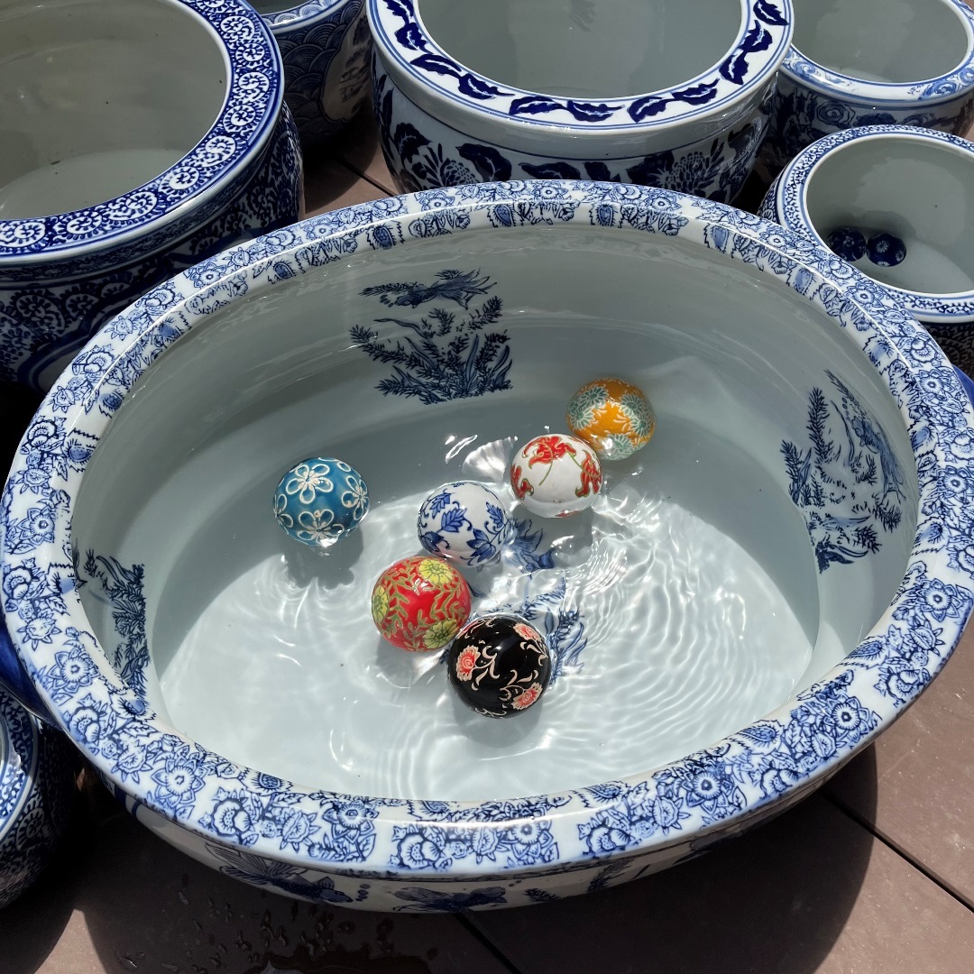睡蓮鉢 アンティーク アジアンテイスト 大型 水鉢 火鉢 メダカ鉢 美術 