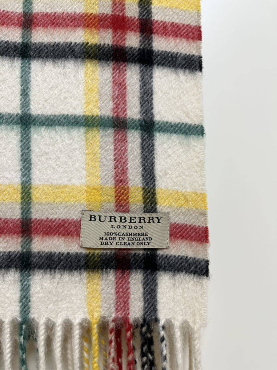 BURBERRY バーバリー マフラー カシミア100％ アイボリー レインボー