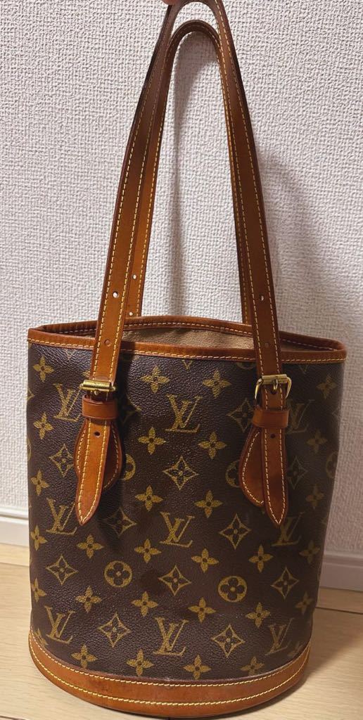 仏製 LOUIS VUITTON プチ バケット トートバッグ モノグラム - トート 