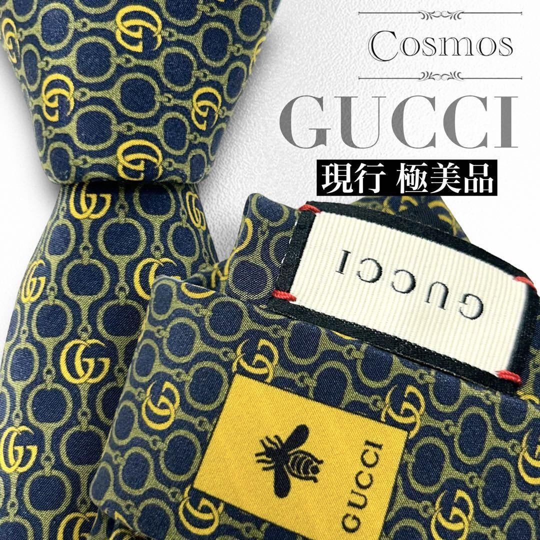 極美品 GUCCI グッチ 現行 ネクタイ マーモント GG柄 蜂 ハチ bee 緑色