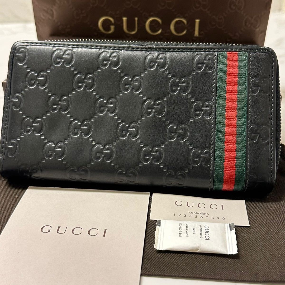 グッチ GUCCI 財布 長財布 シマレザー シェリーライン ラウンド