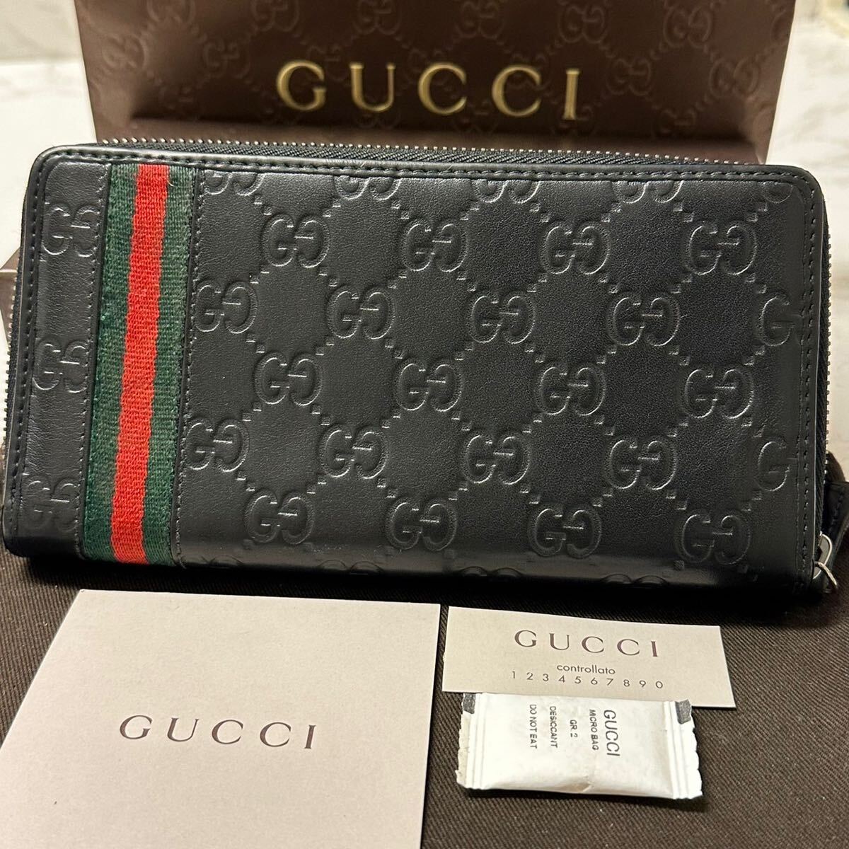 グッチ GUCCI 財布 長財布 シマレザー シェリーライン ラウンド 