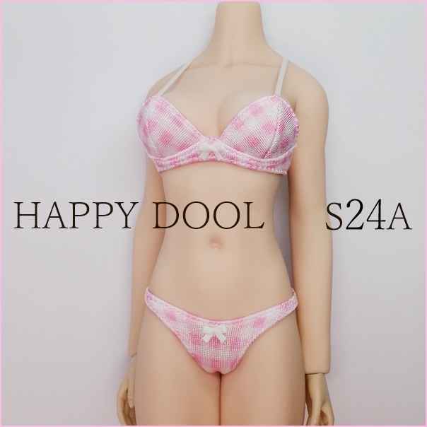 TBLeague 【Happy Doll】S24A ピンク色チェックブラセット / リボン白 