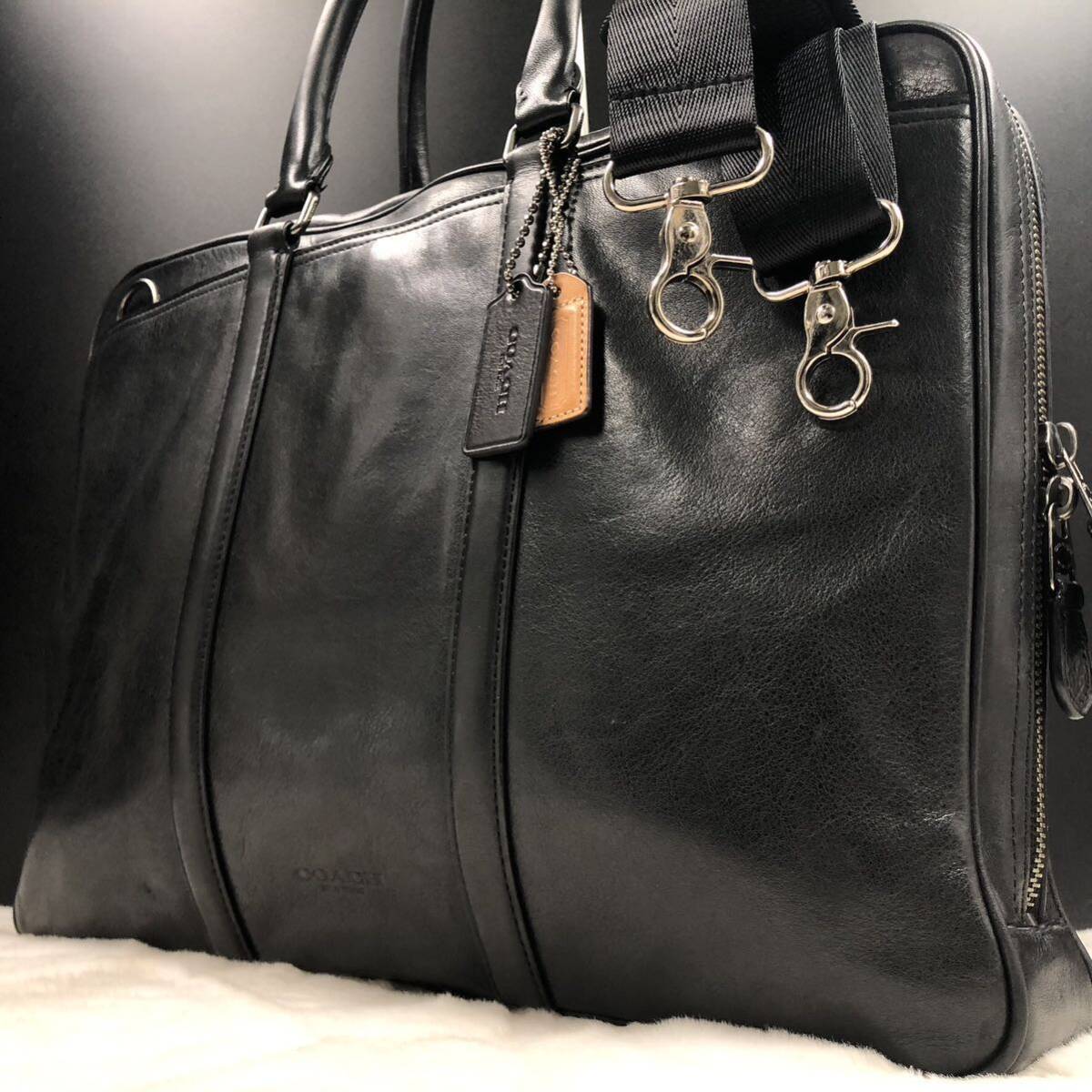 COACH コーチ 08トートバッグ メンズ 肩掛け A4ok シボ革 黒 - ブランド別