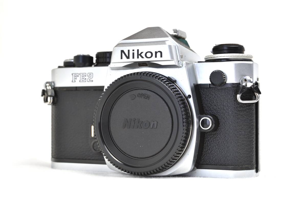 きれいな動作品】Nikon ニコンFE2 シルバー 清掃・整備・モルト交換済 