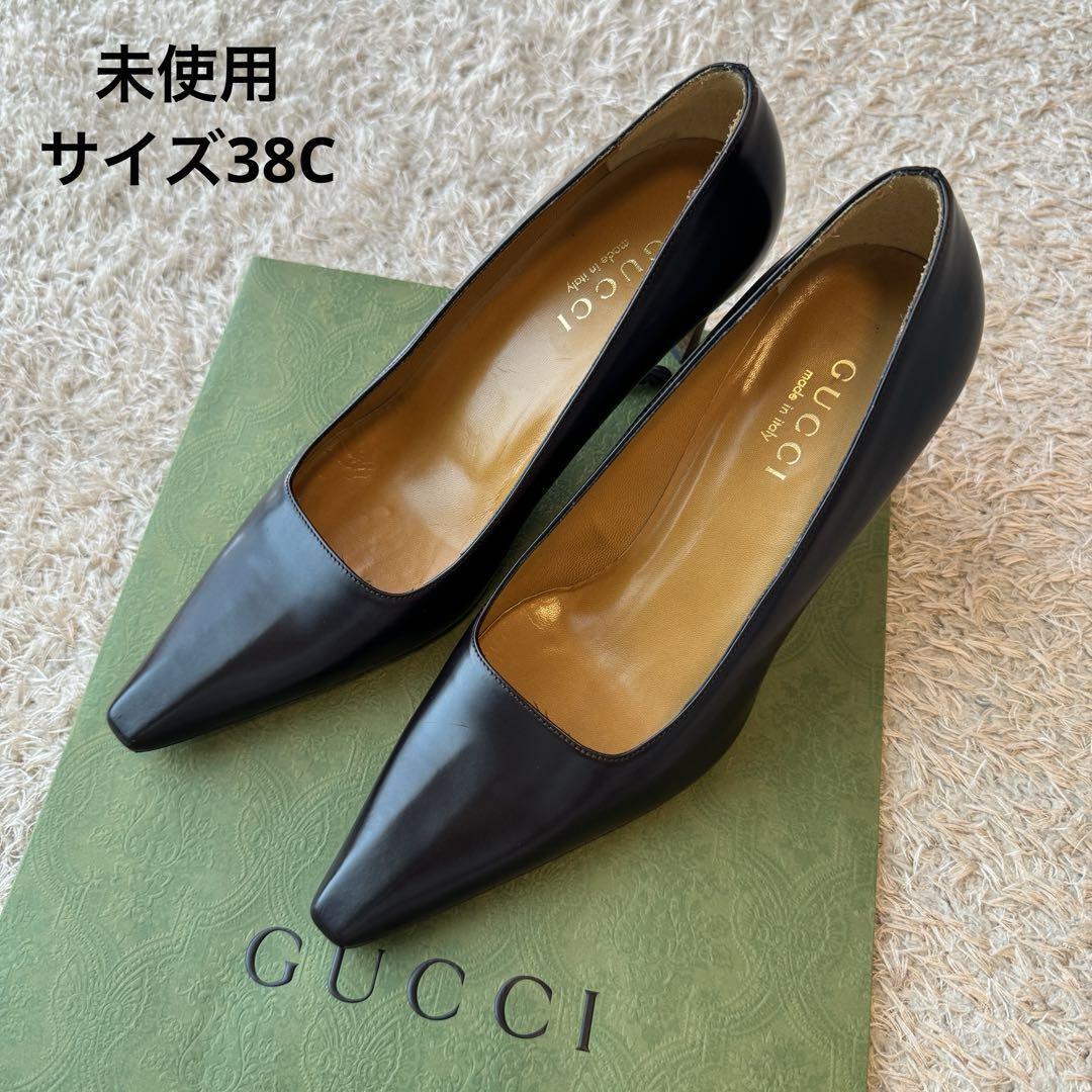 未使用】GUCCI ポインテッドトゥ パンプス ブラック サイズ38 希少品 ...