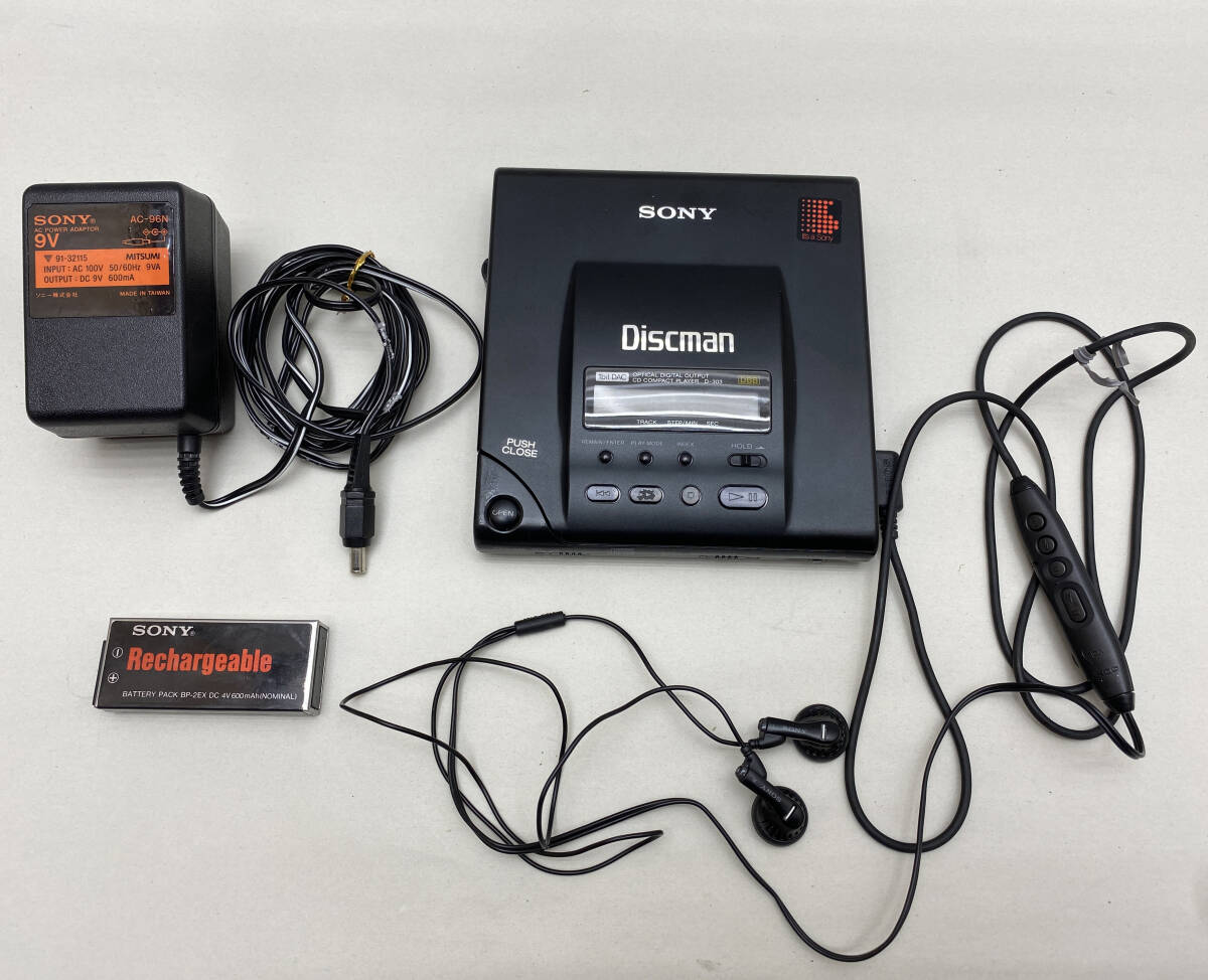 再生OK SONY Discman D-303 CDプレーヤー リモコン付きイヤホン MDR-E472 ソニー 希少 /【Buyee ...