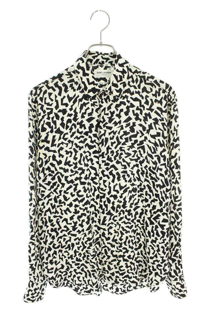 サンローランパリ SAINT LAURENT PARIS 646850 Y2D14 サイズ37 プリントシルク長袖シャツ 中古 SB01