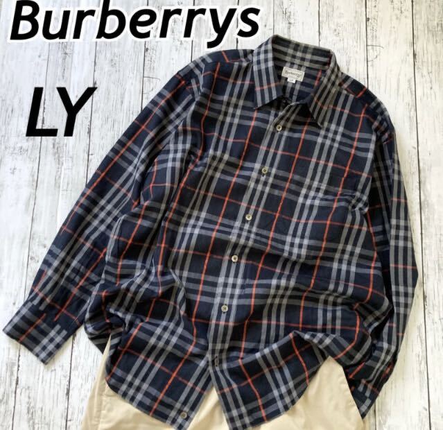 Burberrys バーバリーズ メンズ 長袖シャツ LY チェック 刺繍ロゴ柄 日本製 BURBERRY バーバリー BBW90-920 レア  ネイビー系 (H7) /【Buyee】