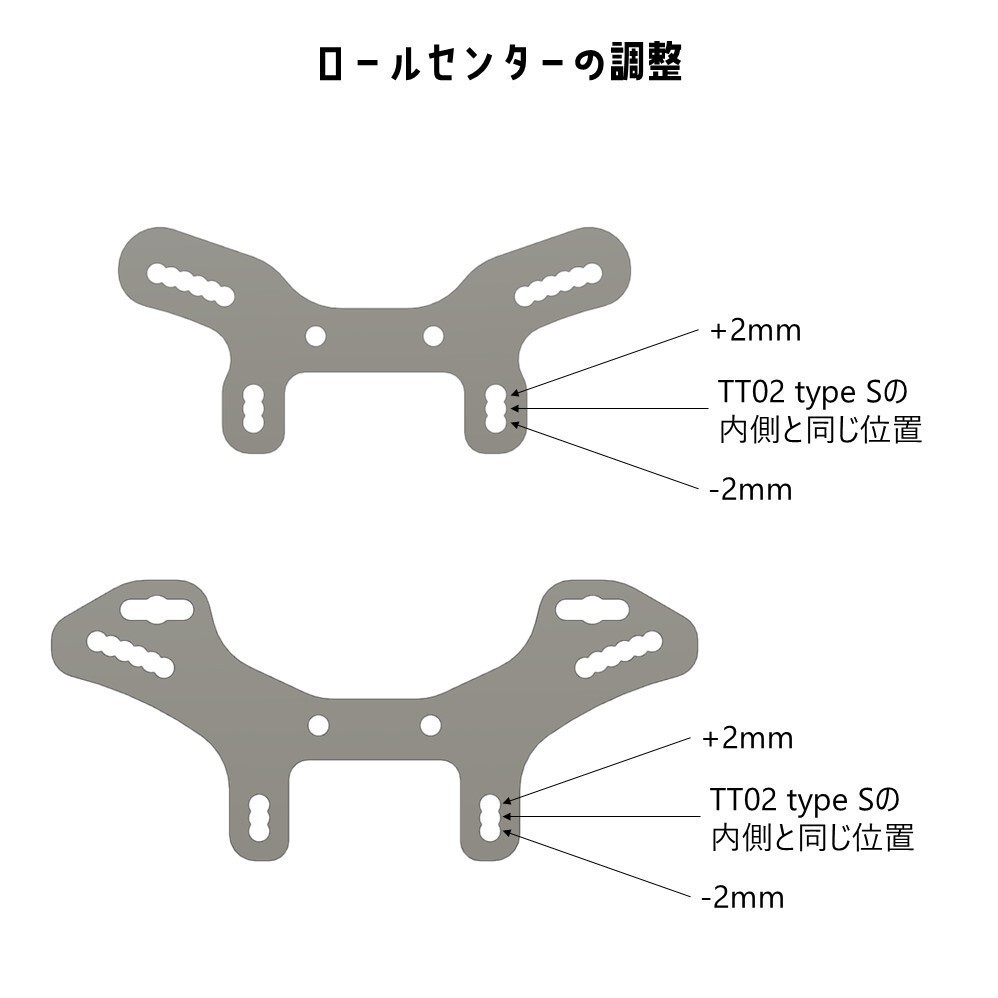 【RCティーム・バスタブ】TT02typeS用ラリークロスカーボンダンパーステー前後セット TRFダンパーを使用 4mm極厚設定 rcteam