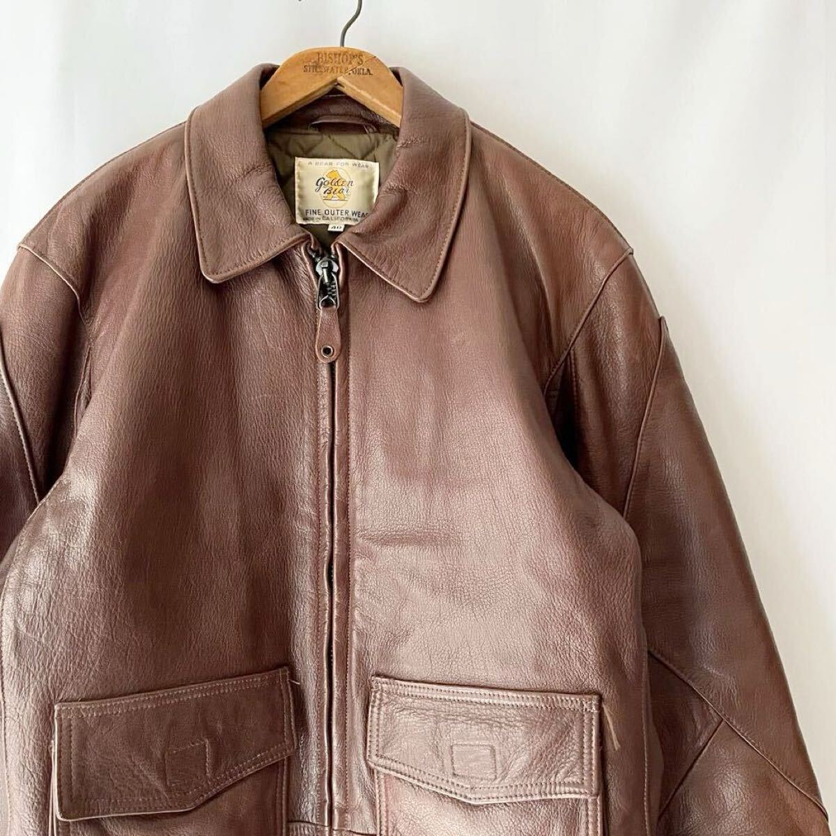 80s USA製　GOLDEN BEAR G-8 レザージャケット　サイズ40 80s 90s GOLDEN BEAR G-8 レザー フライトジャケット 40 USA製