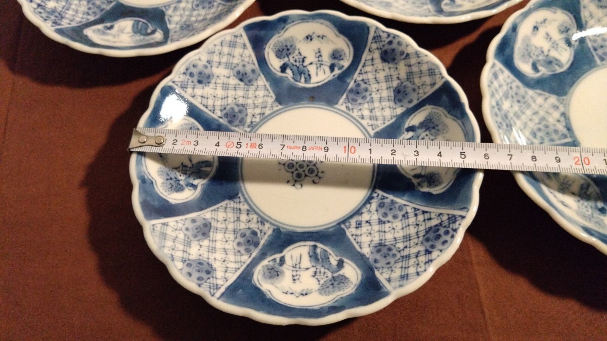 古伊万里 伊万里 染付 豆皿 菓子皿 華の図 蔵出し 7客
