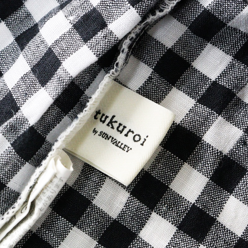 ツクロイ サンバレー tukuroi SUN VALLEY リネン ギンガムxチェック プルオーバー ブラウス M/ブラック