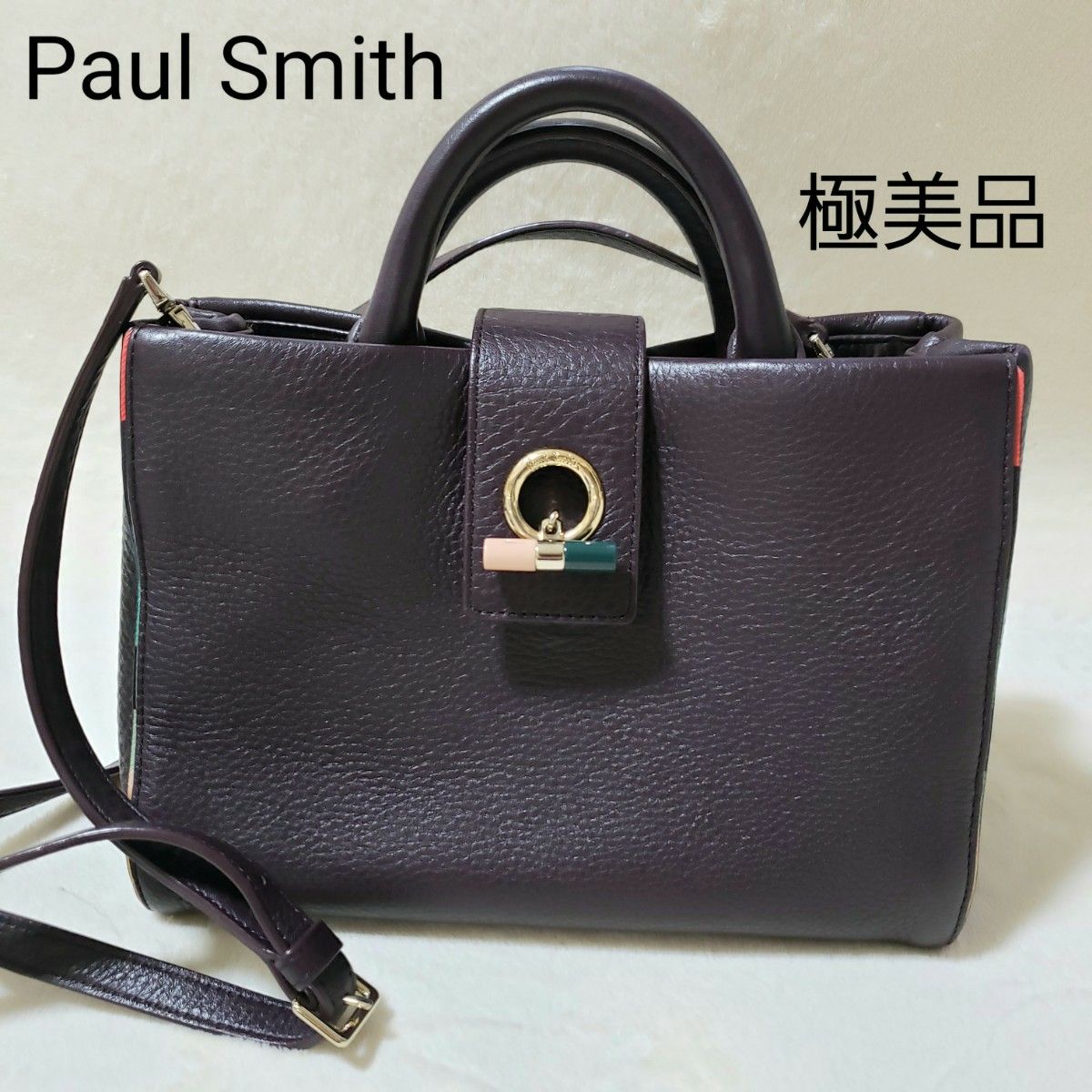 Paul Smith ポールスミス 牛革 ハンドバッグ ショルダー付き トート 