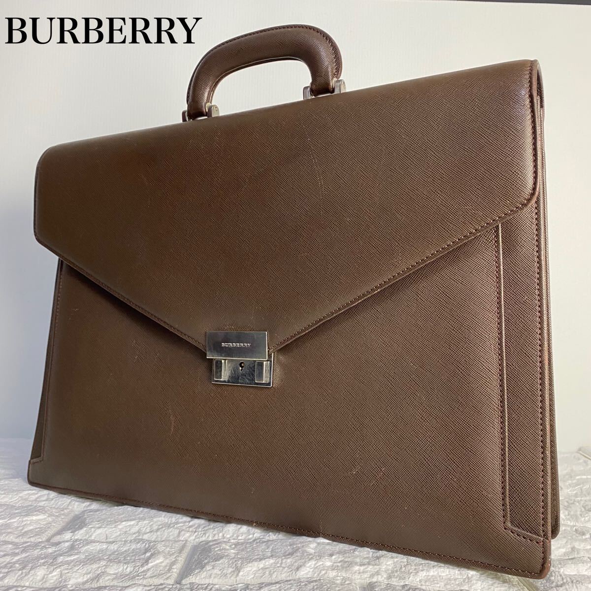 BURBERRY バーバリー ビジネスバッグ ブリーフケース サフィアーノレザー ブラウン シルバー金具 メンズ 本革 /【Buyee】