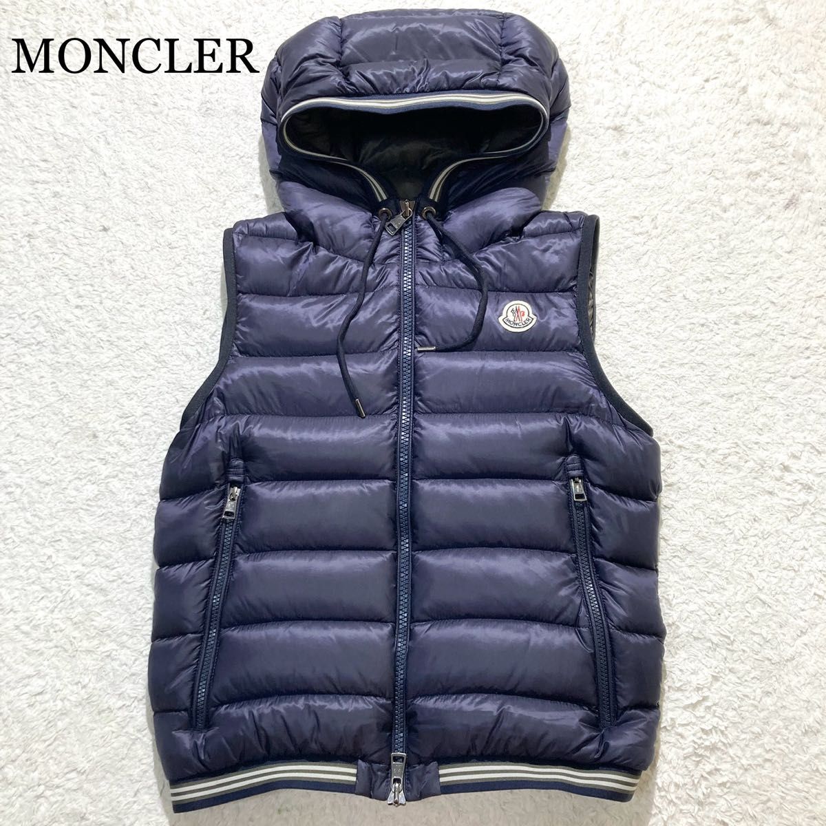 極美品】MONCLER モンクレール ダウンベスト AMIENS 紺 フード | Shop