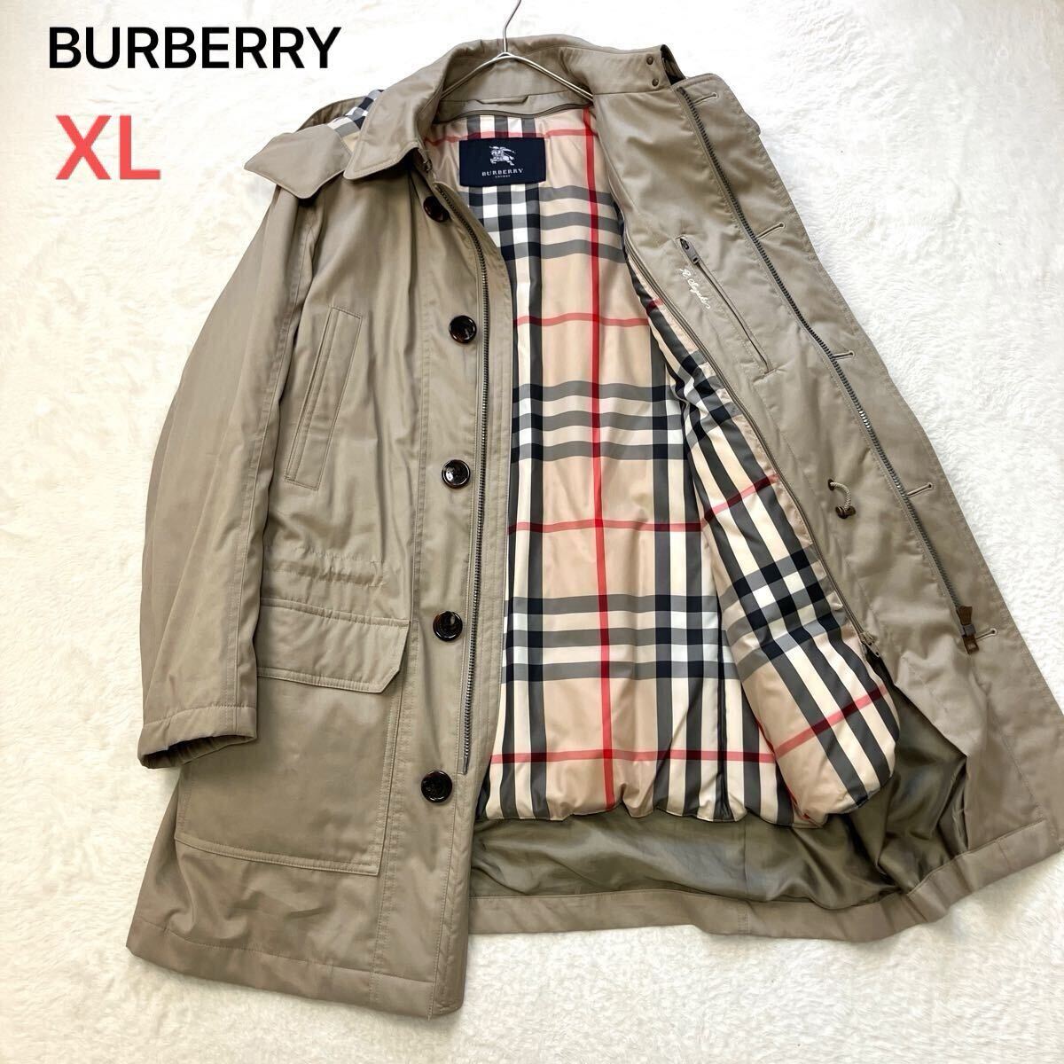 大きいサイズ BURBERRY LONDON ダウンライナー コート ノバチェック メガチェク XL ベージュ バーバリー ロンドン ビジカジ 軽量  美品 /【Buyee】