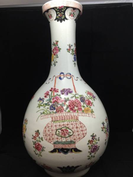 中国古美術 清末民国時代 粉彩 花瓶 人物画 高さ22cm 中国古美術 清末